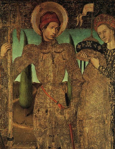HUGUET, Jaume Triptych of Saint George (detail) af oil painting picture